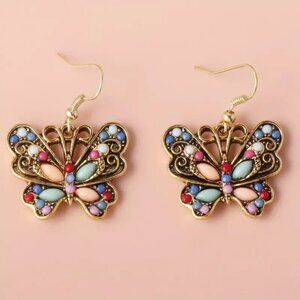 #45 Exquisite Butterfly Earrings Boho Bohemian Colored Stones